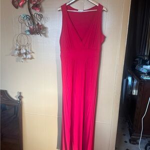 Red Maxi V Neck Dress by Loveapella size 1X